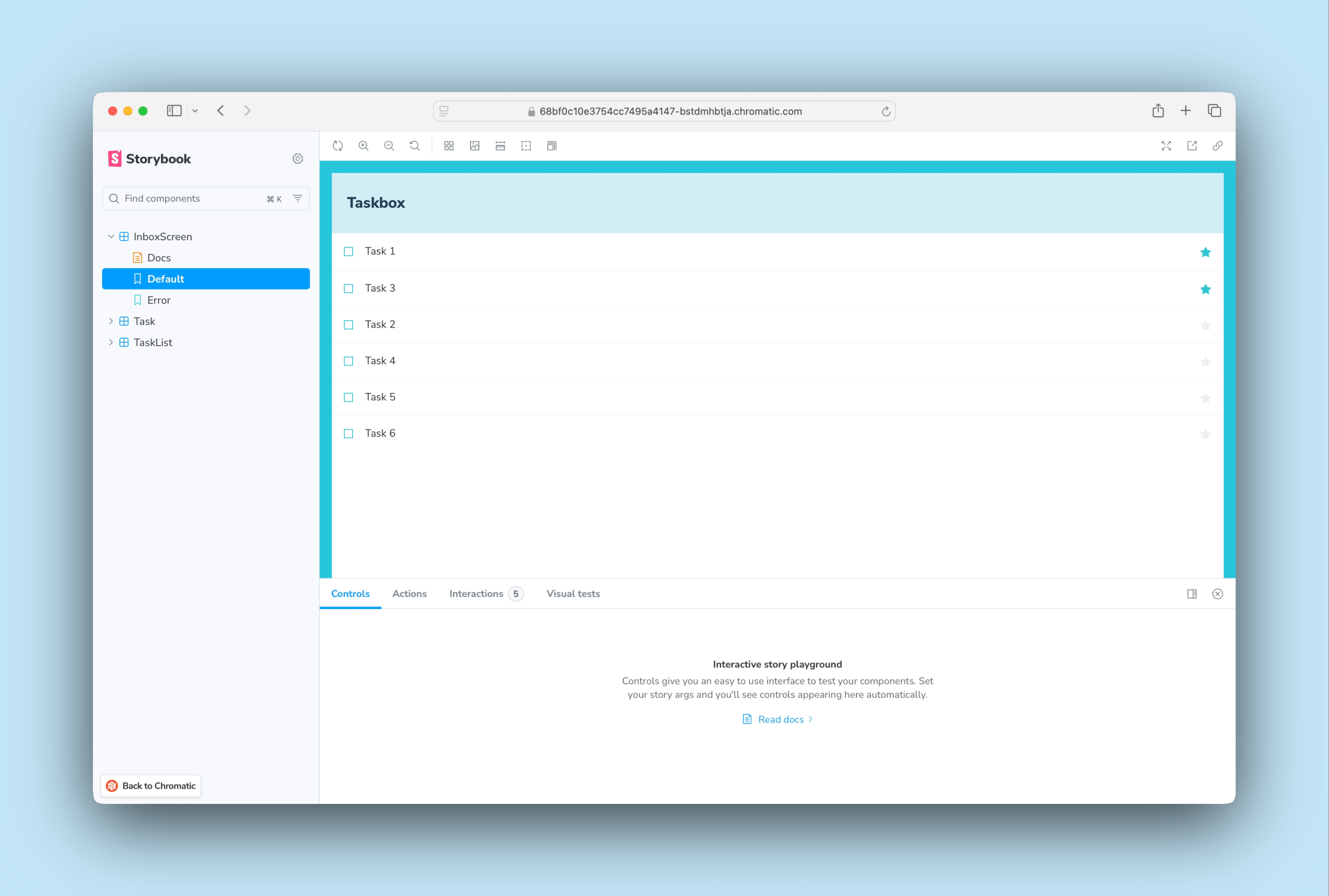 Storybook deployed with chromatic package